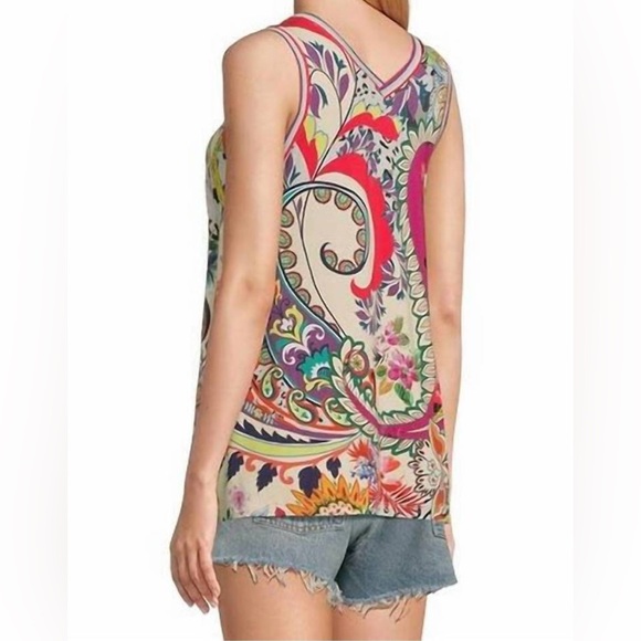 JOHNNY WAS‎ Janie V-Neck Tank Tunic Top Paisley Size L NWT - Picture 5 of 13